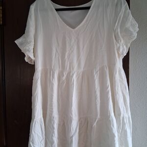 Chic Cream V-Neck Women's Blouse